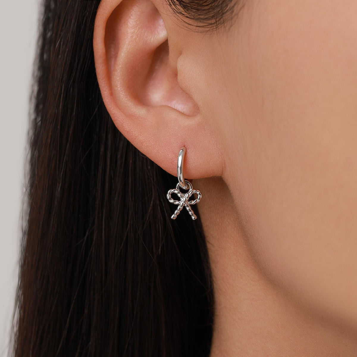 Sterling Silver Twisted Bow Charm for Earrings