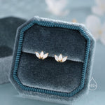 Sterling Silver White Opal Marquise Cluster Screw Back Earrings, Marquise Fan Stud, Opal Crown Stud, Silver, Gold or Rose Gold, Minimalist