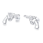 Sterling Silver Revolver 16G Internally Threaded Flat Back Earrings