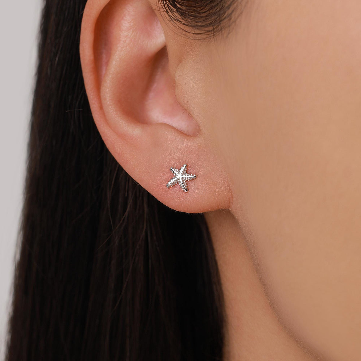 Sterling Silver Shell Starfish and Pearl 18G Screw Back Stud Earrings Set