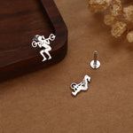 Sterling Silver Powerlifting 16G Mismatched Flat Back Labret Earrings