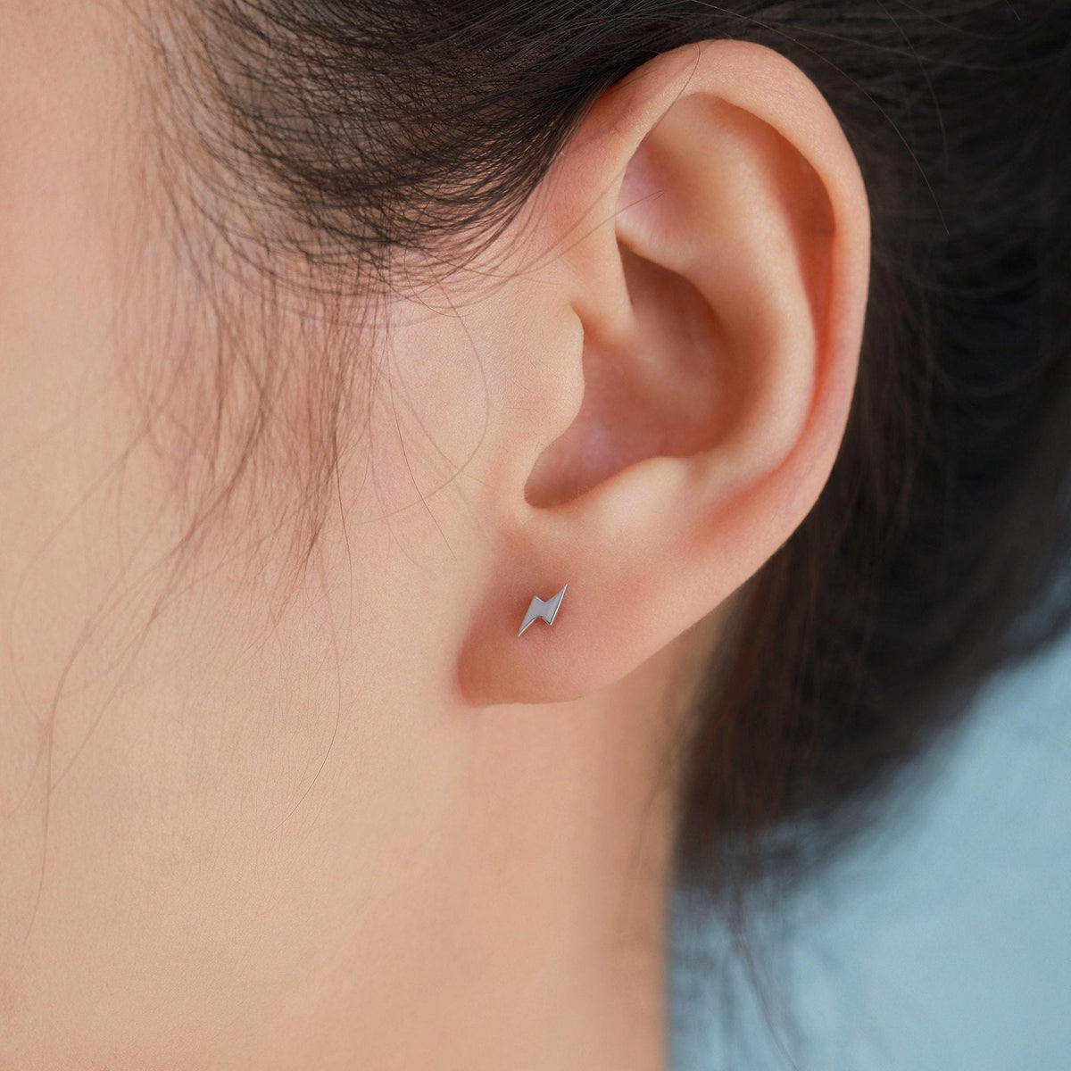 Extra Tiny Lightning Bolt Barbell Earrings in Sterling Silver, Screw Back Lightening Bolt Earrings, Screwback Earrings