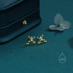 Tiny Frog 16G Internally Threaded Flat Back Earrings in Sterling Silver, Animal Earrings