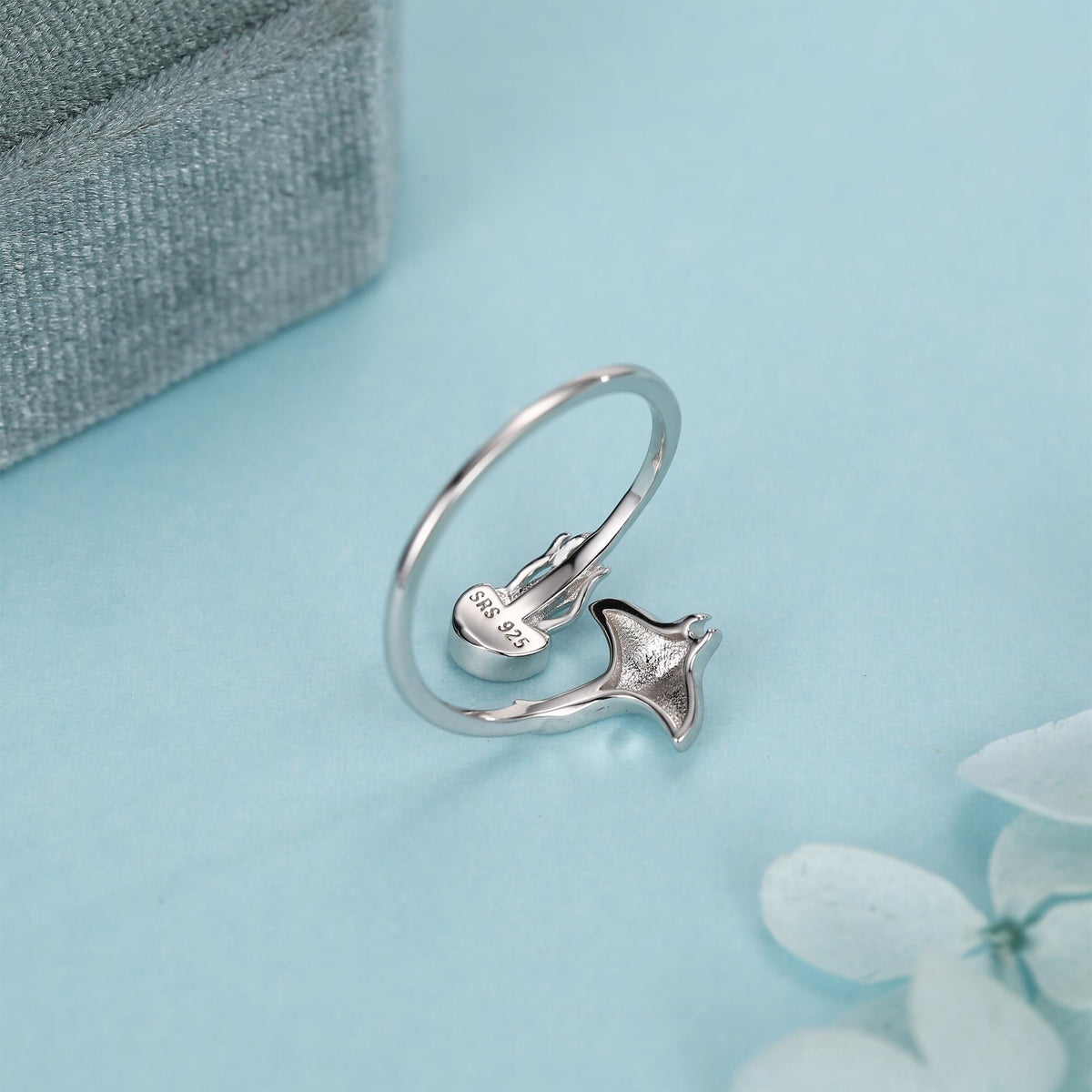 Sterling Silver Manta Ray and Jellyfish Open Ring