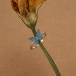 Sterling Silver Teal Enamel Butterfly Ring