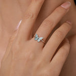 Sterling Silver Teal Enamel Butterfly Ring