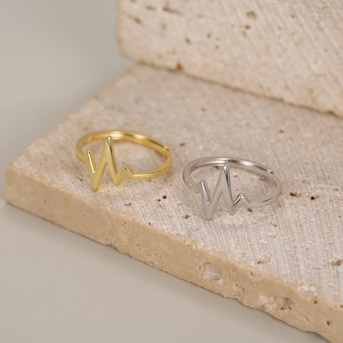 Sterling Silver Heartbeat ECG Dainty Ring