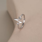 Sterling Silver Heartbeat ECG Dainty Ring