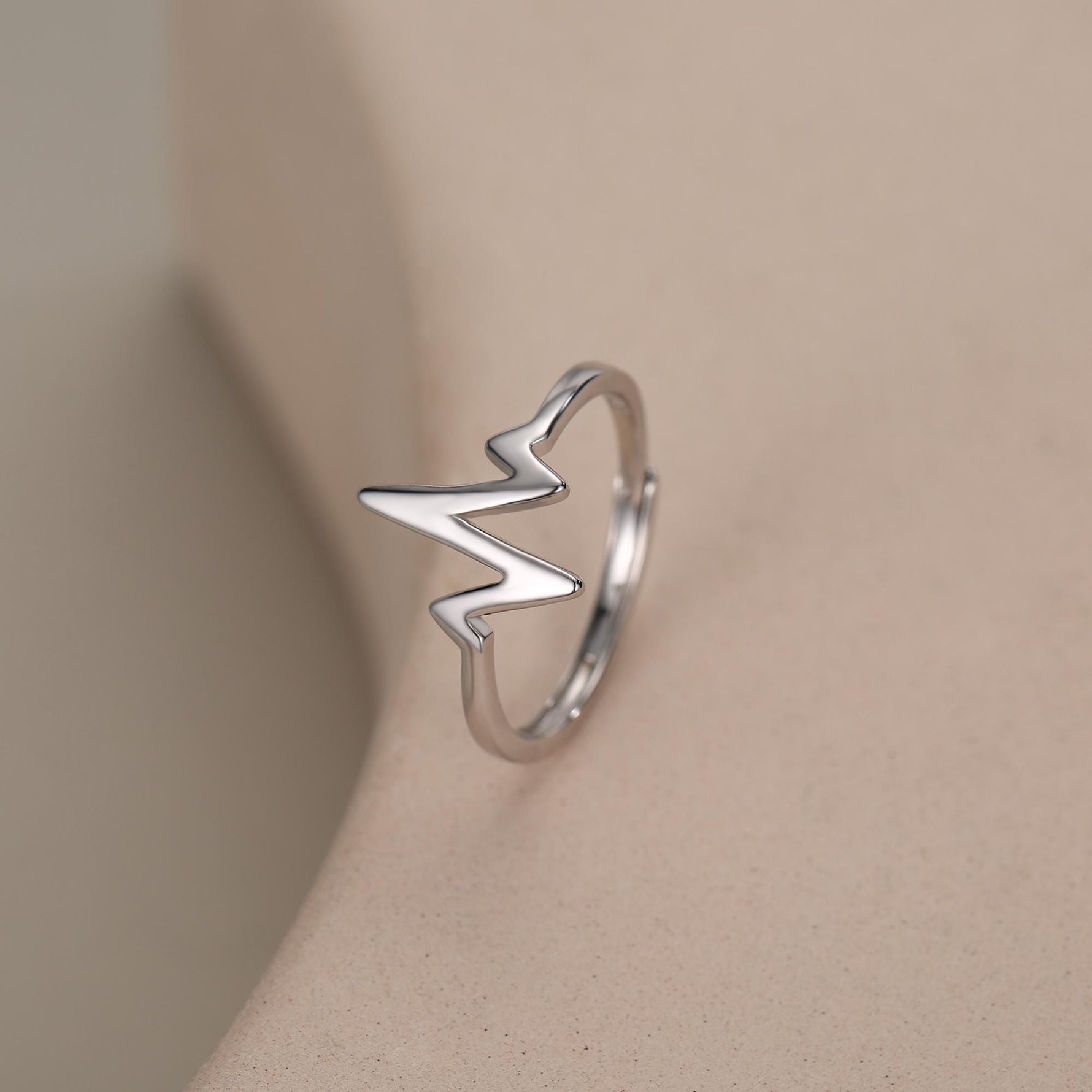 Sterling Silver Heartbeat ECG Dainty Ring