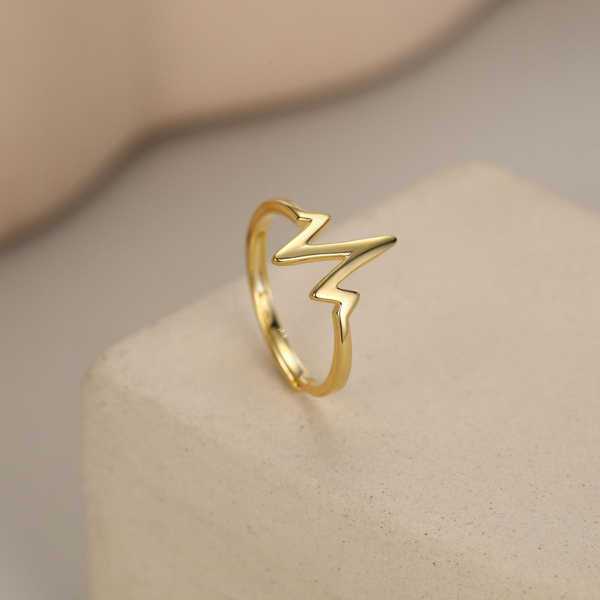 Sterling Silver Heartbeat ECG Dainty Ring