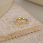 Sterling Silver Heartbeat ECG Dainty Ring