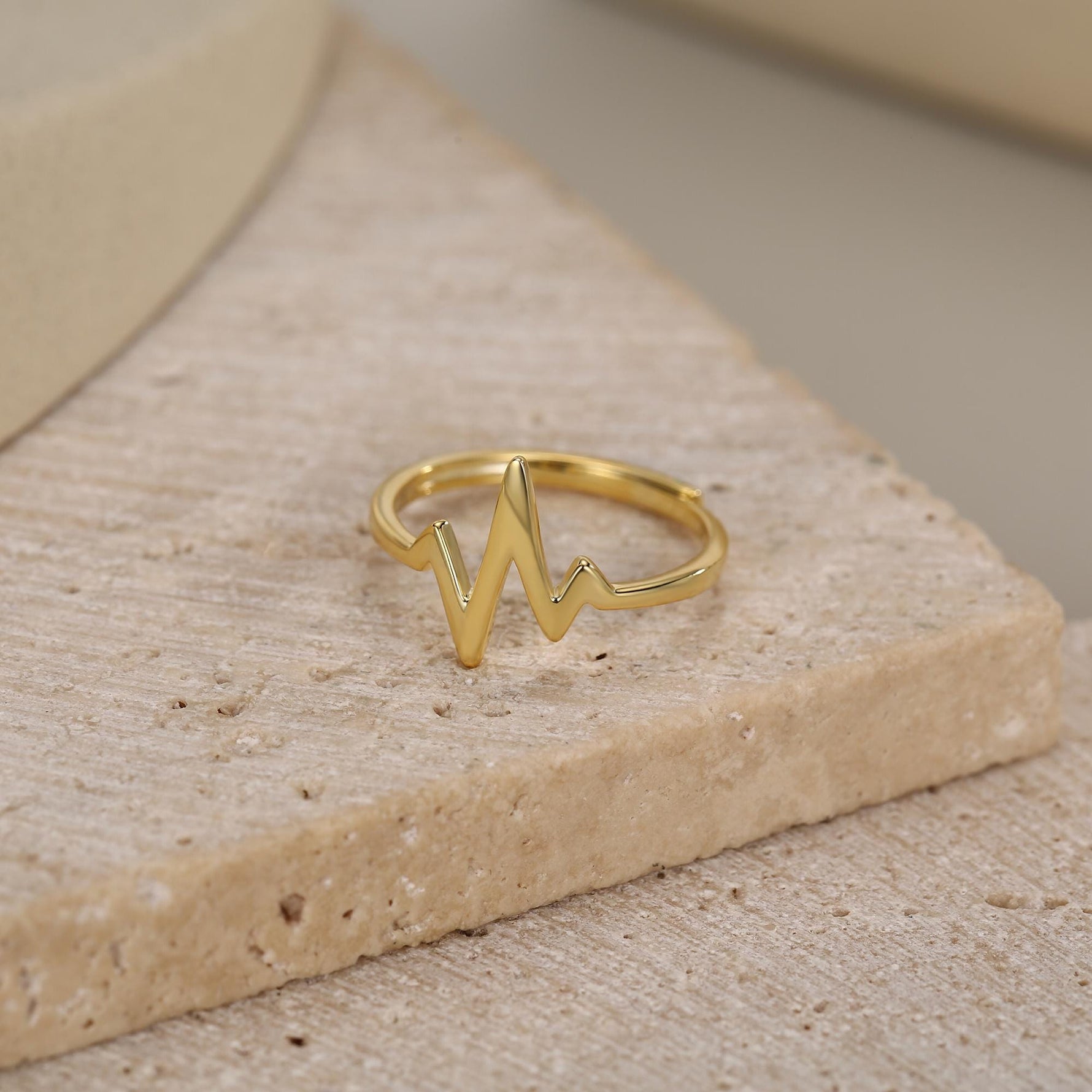Sterling Silver Heartbeat ECG Dainty Ring