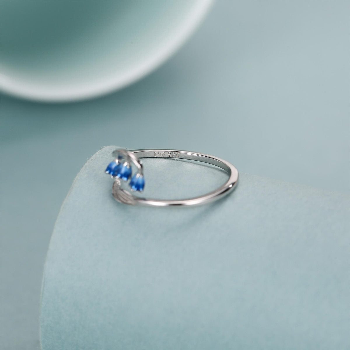 Sterling Silver Bluebell Enamel Open Ring