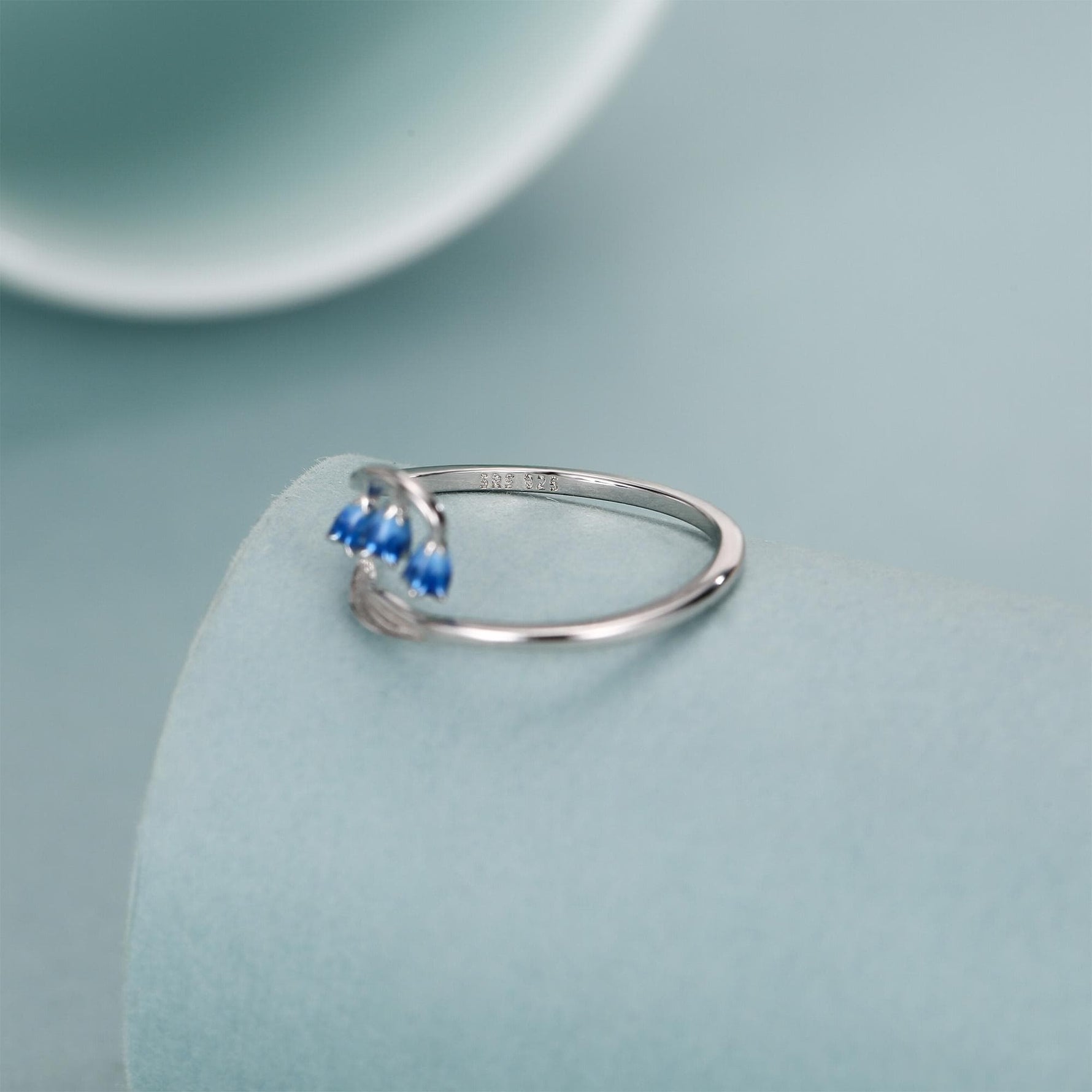 Sterling Silver Bluebell Enamel Open Ring