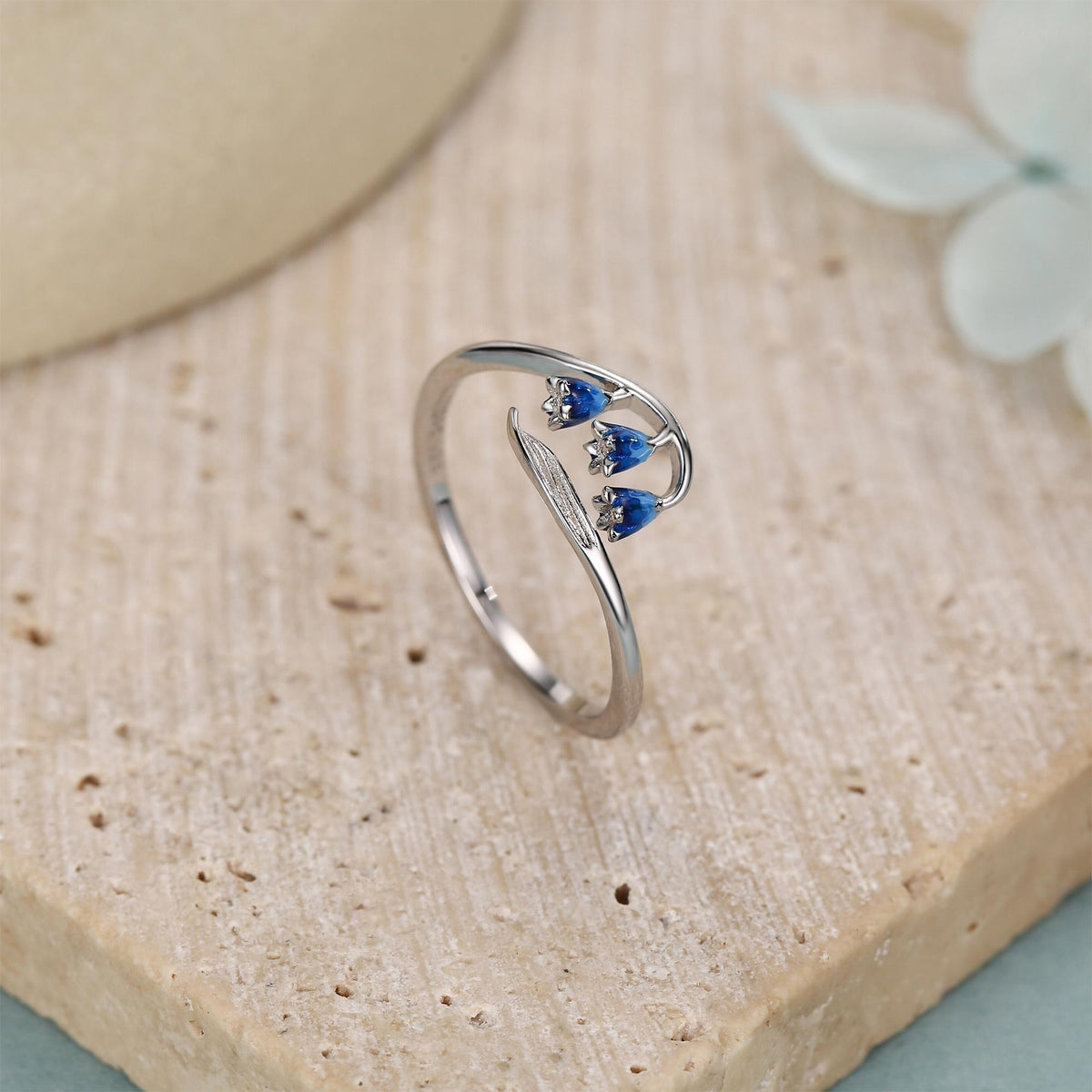 Sterling Silver Bluebell Enamel Open Ring
