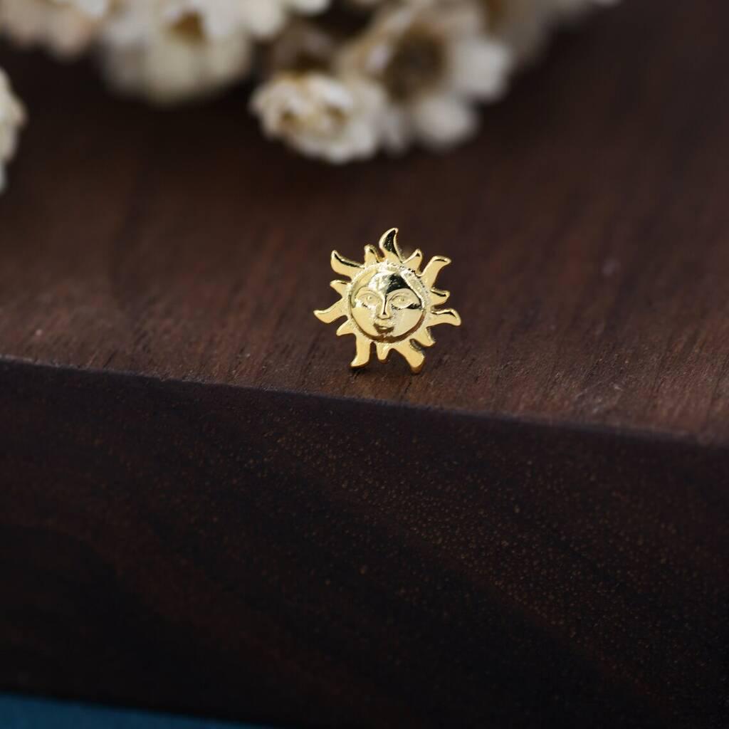 Mismatched Sun and Moon Stud Earrings / Screw Back in Sterling Silver, Asymmetric Man in the Moon and Sun Face Earrings