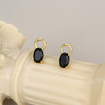 Black Oval CZ Charms for Huggie Hoops in Sterling Silver