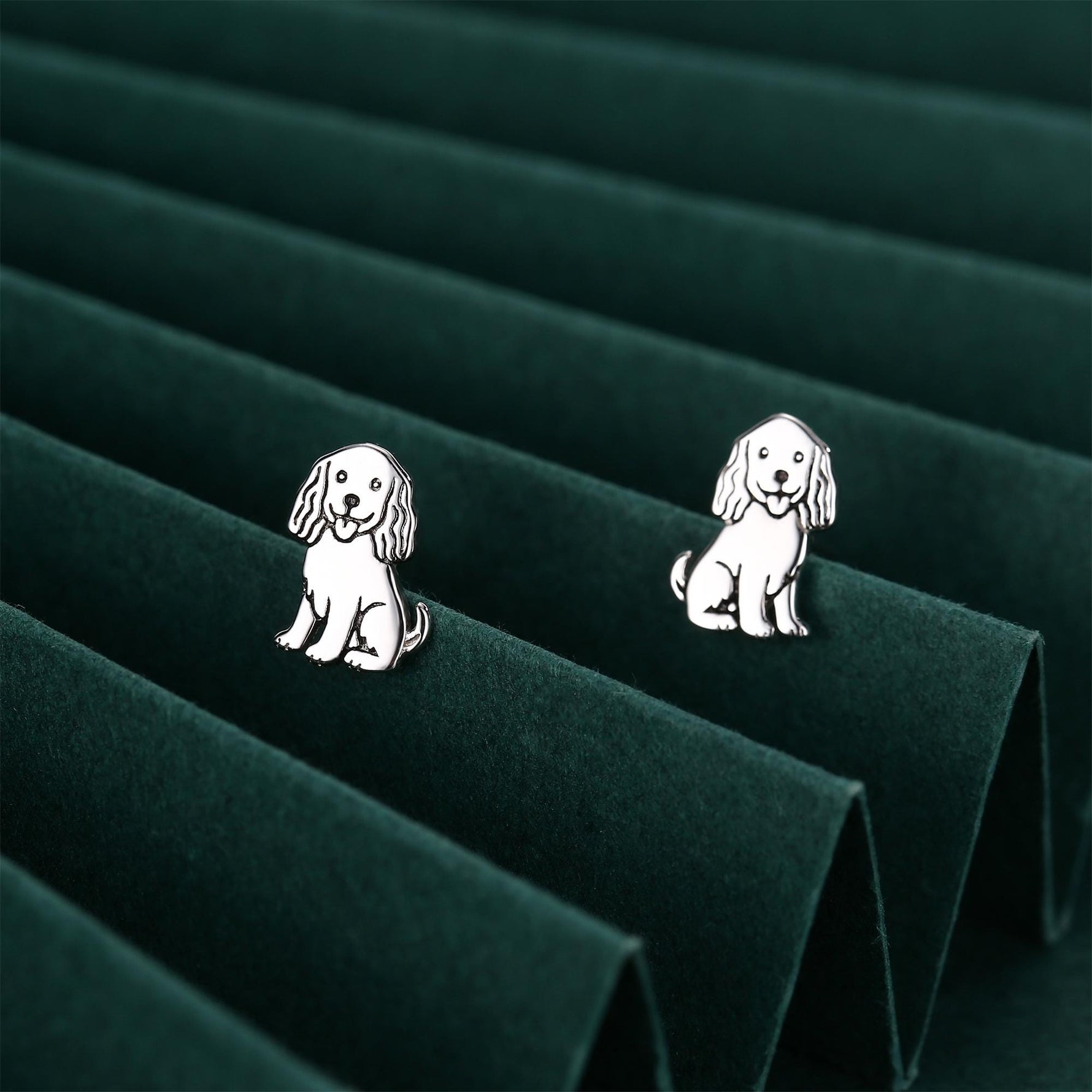 Sterling Silver Beagle Dog Stud Earrings