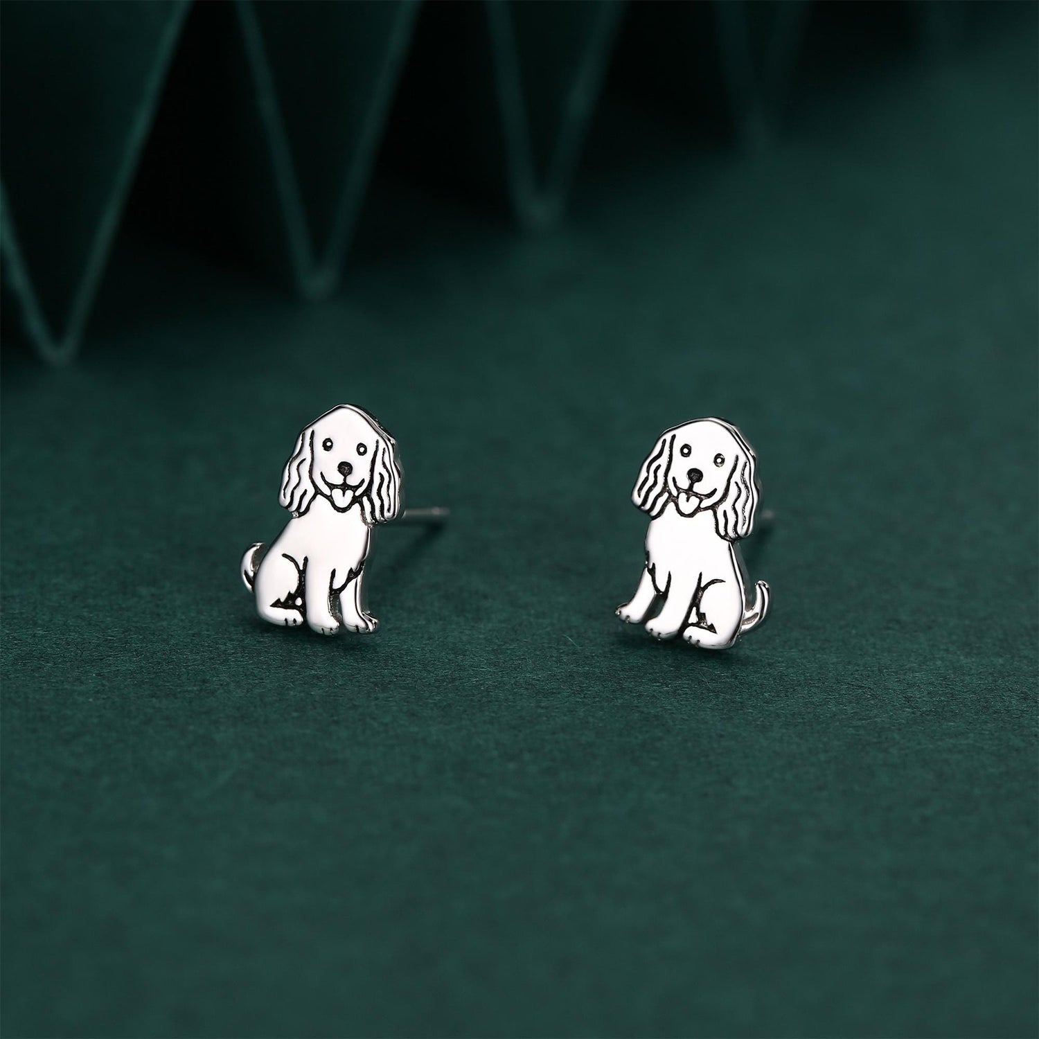 Sterling Silver Beagle Dog Stud Earrings