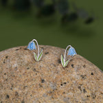 Sterling Silver Bluebell Flower Enamel Stud Earrings