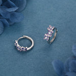 Sterling Silver Hydrangea Flower Enamel Huggie Hoop Earrings