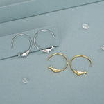Whale Open Hoop Earrings in Sterling Silver, Silver or Gold, Minimalist Whale Earrings, Simple Whale Earrings