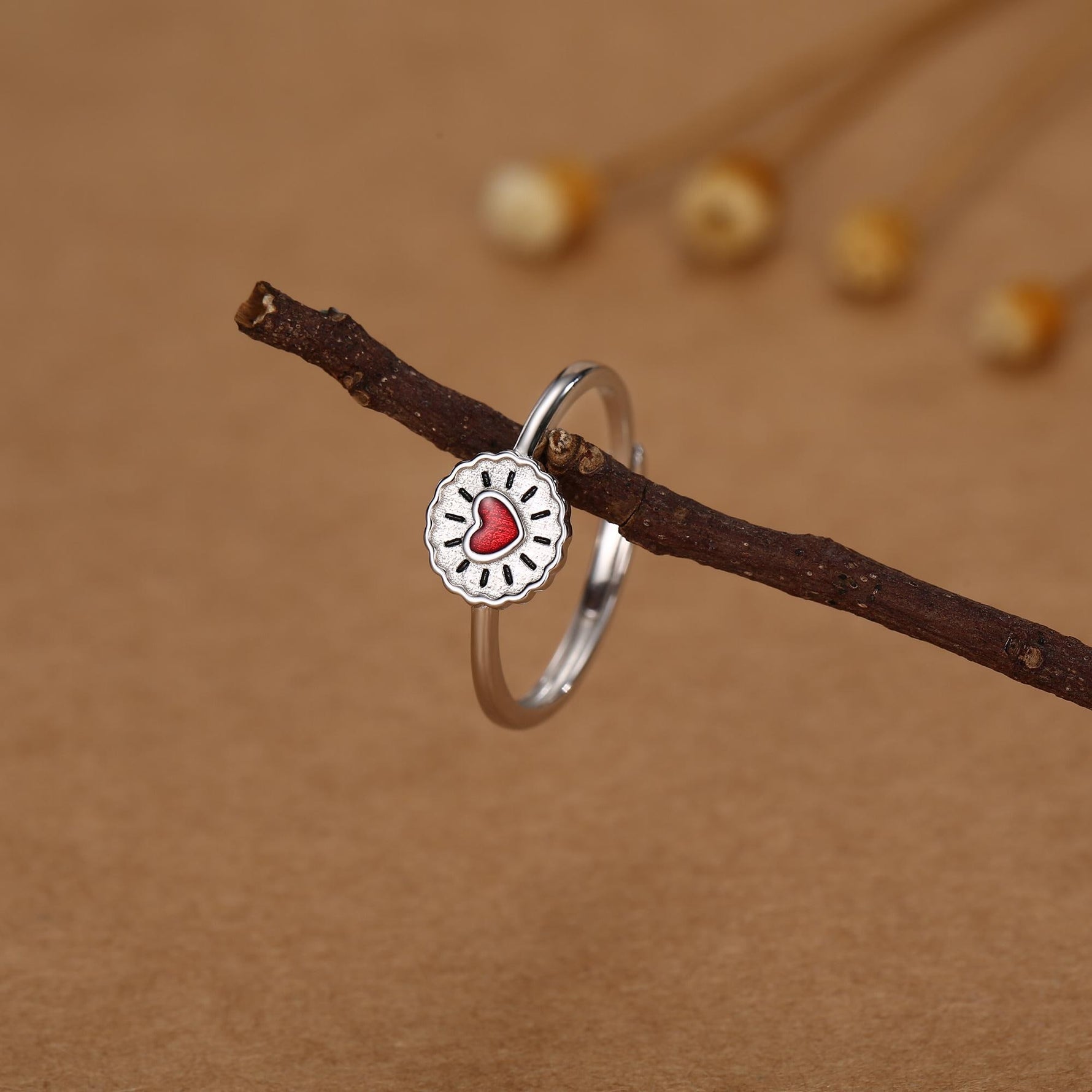 Sterling Silver Jam Biscuit Enamel Dainty Ring