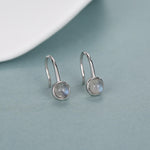 Genuine Labradorite Drop Earrings in Sterling Silver, Natural Labradorite Round Hook Earrings, Delicate Labradorite Earrings