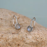 Genuine Labradorite Drop Earrings in Sterling Silver, Natural Labradorite Round Hook Earrings, Delicate Labradorite Earrings