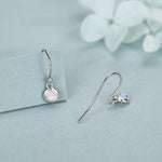 Tiny 4mm Aurora CZ Drop Earrings in Sterling Silver, Colour Changing Cubic Zirconia Hook Earrings, Silver, Gold or Rose Gold, AB Crystals