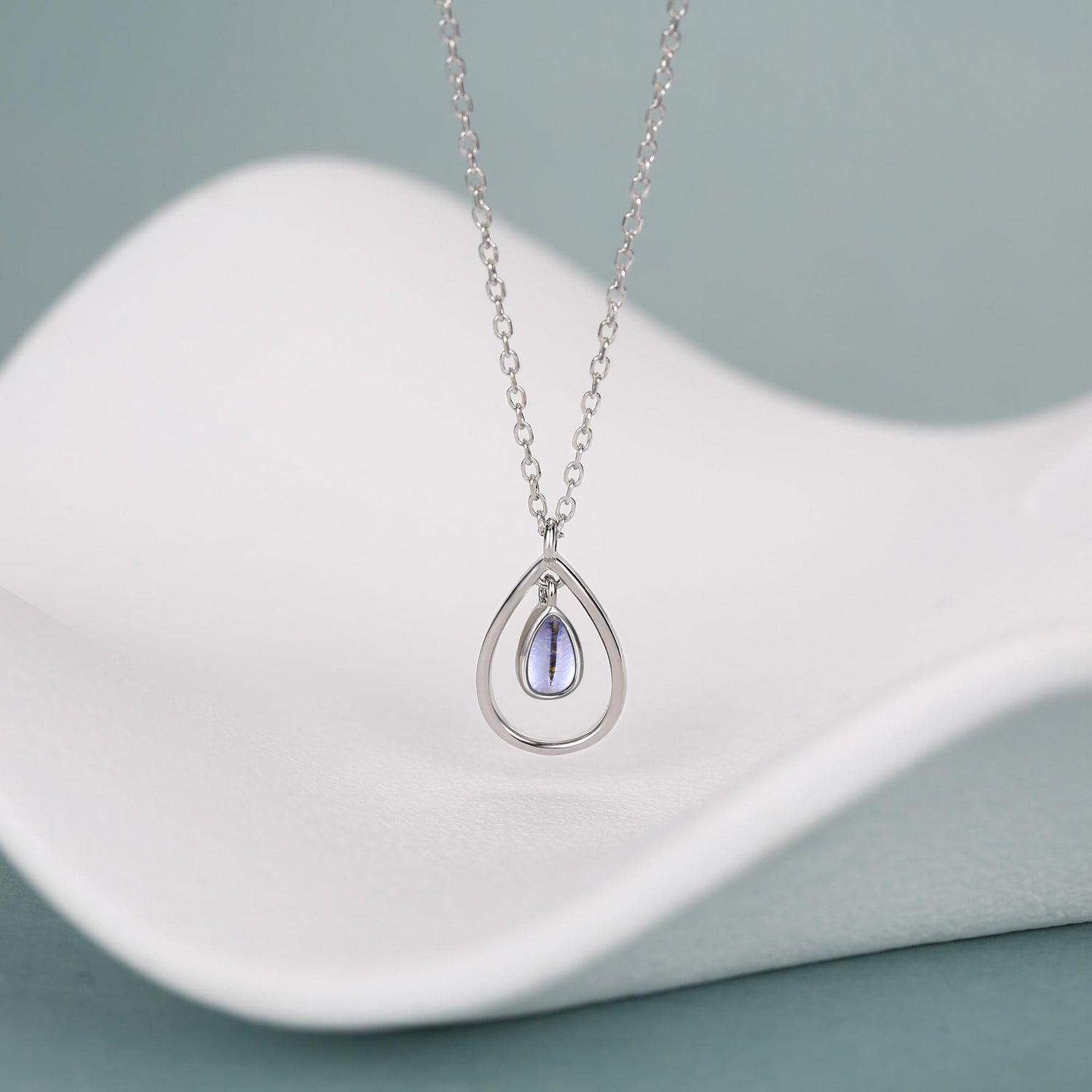Sterling Silver Teardrop Moonstone Pendant Necklace
