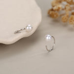 Sterling Silver Freshwater Pearl Open Hoop Huggie Earrings
