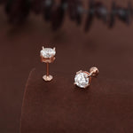 Sterling Silver Brilliant Cut Moissanite 16G Flat Back Labret Earrings