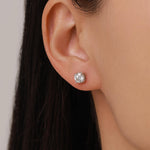Sterling Silver Brilliant Cut Moissanite 16G Flat Back Labret Earrings