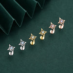 Sterling Silver Opal Star 16G Flat Back Labret Earrings