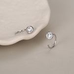 Sterling Silver CZ Bezel Open Hoop Huggie Earrings