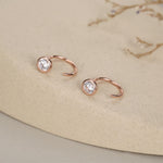 Sterling Silver CZ Bezel Open Hoop Huggie Earrings