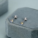Sterling Silver Moonstone 18G Screw Back Stud Earrings