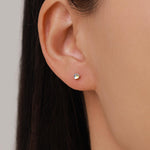 Sterling Silver Moonstone 18G Screw Back Stud Earrings