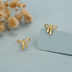 Ribbon Bow Stud Earrings in Sterling Silver, Silver or Gold, Dainty Earrings, Bridesmaid's Jewellery