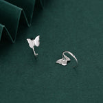 Sterling Silver Butterfly Huggie Hoops, Butterfly Open Hoop Earrings, Dainty Butterfly C Shape Open Threader Earrings, Butterfly Earrings