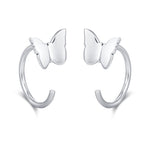 Sterling Silver Butterfly Huggie Hoops, Butterfly Open Hoop Earrings, Dainty Butterfly C Shape Open Threader Earrings, Butterfly Earrings