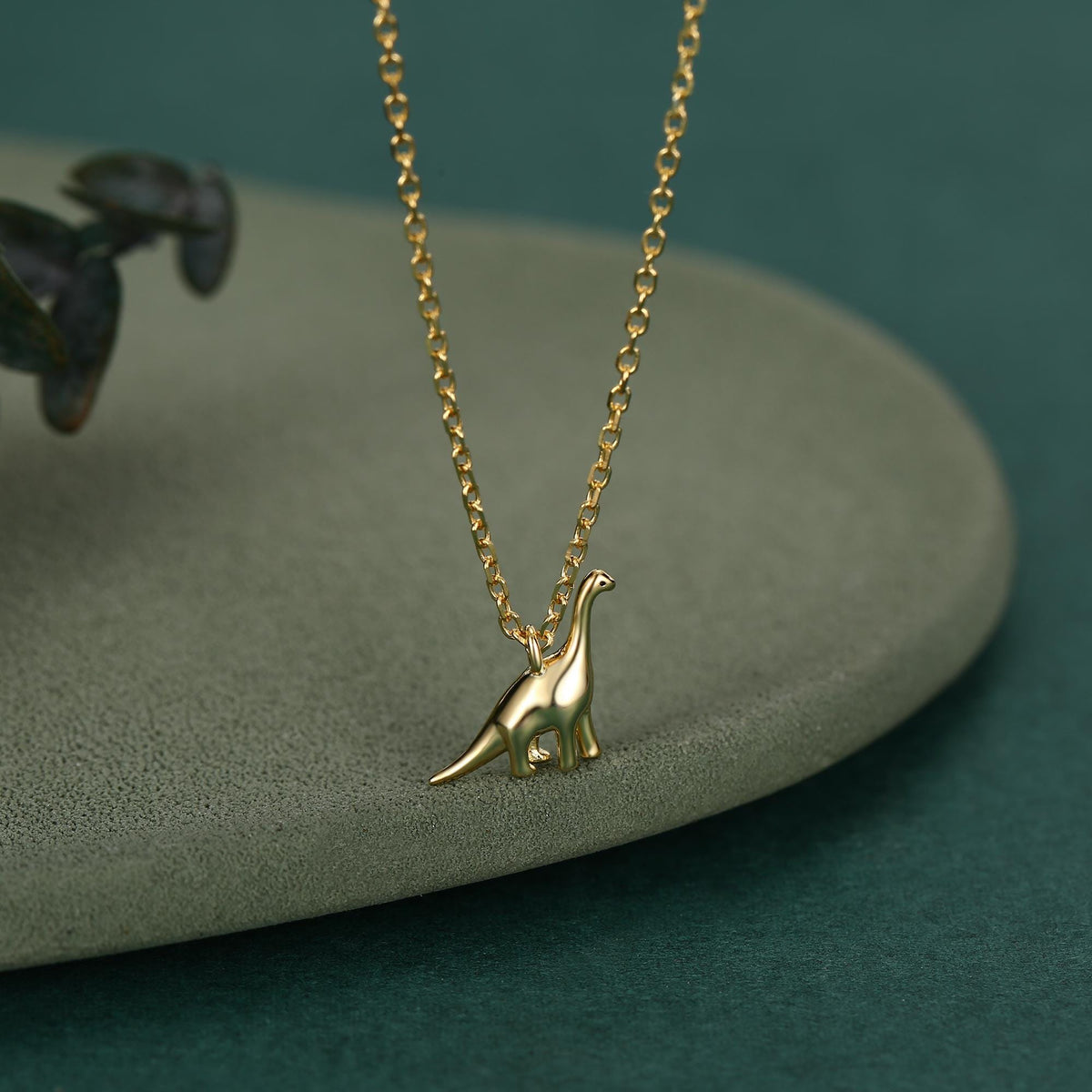 Extra Tiny Dinosaur Pendant Necklace in Sterling Silver, Adjustable 16'' - 18'' - Silver or Gold or Rose Gold, Brachiosaurus Necklace