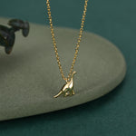 Extra Tiny Dinosaur Pendant Necklace in Sterling Silver, Adjustable 16'' - 18'' - Silver or Gold or Rose Gold, Brachiosaurus Necklace
