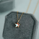 Sterling Silver Aurora AB CZ Star Pendant Necklace, Silver or Gold, Star Shape CZ Necklace, Colour Changing Star Necklace