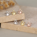 Sterling Silver Double Triangle Stud Earrings, Silver, Gold or Rose Gold, Small Earrings, Stacking Earrings,