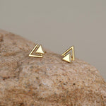 Sterling Silver Double Triangle Stud Earrings, Silver, Gold or Rose Gold, Small Earrings, Stacking Earrings,