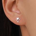 Sterling Silver Double Triangle Stud Earrings, Silver, Gold or Rose Gold, Small Earrings, Stacking Earrings,