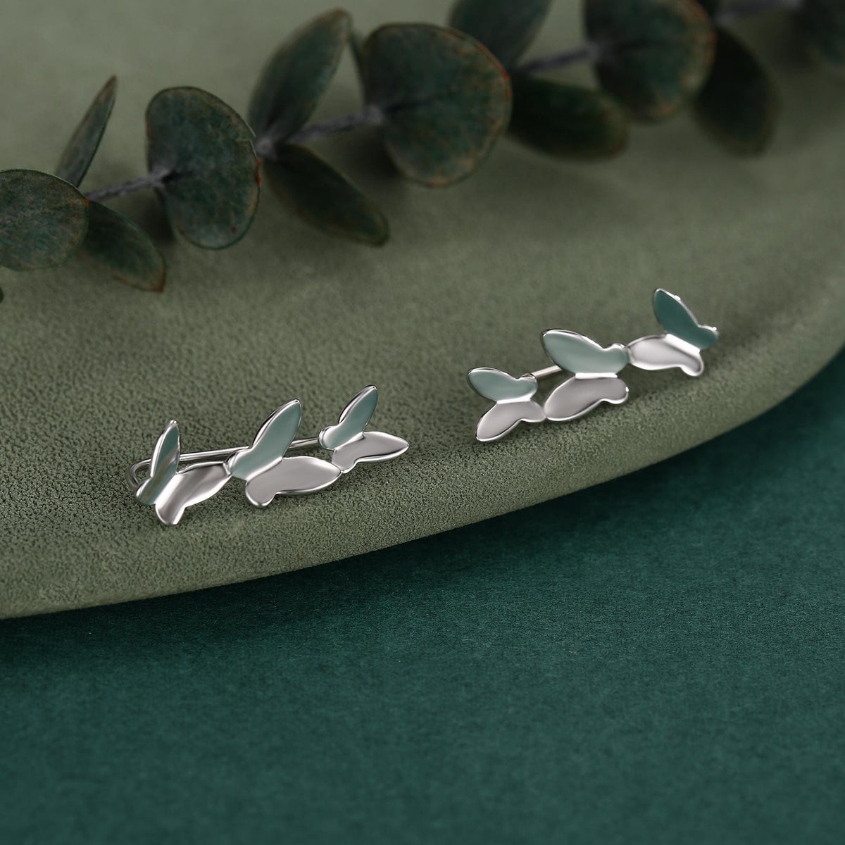 Sterling Silver Butterfly Crawler Earrings, Silver, Gold or Rose Gold, Butterfly Ear Climbers, Butterfly Ear Crawlers