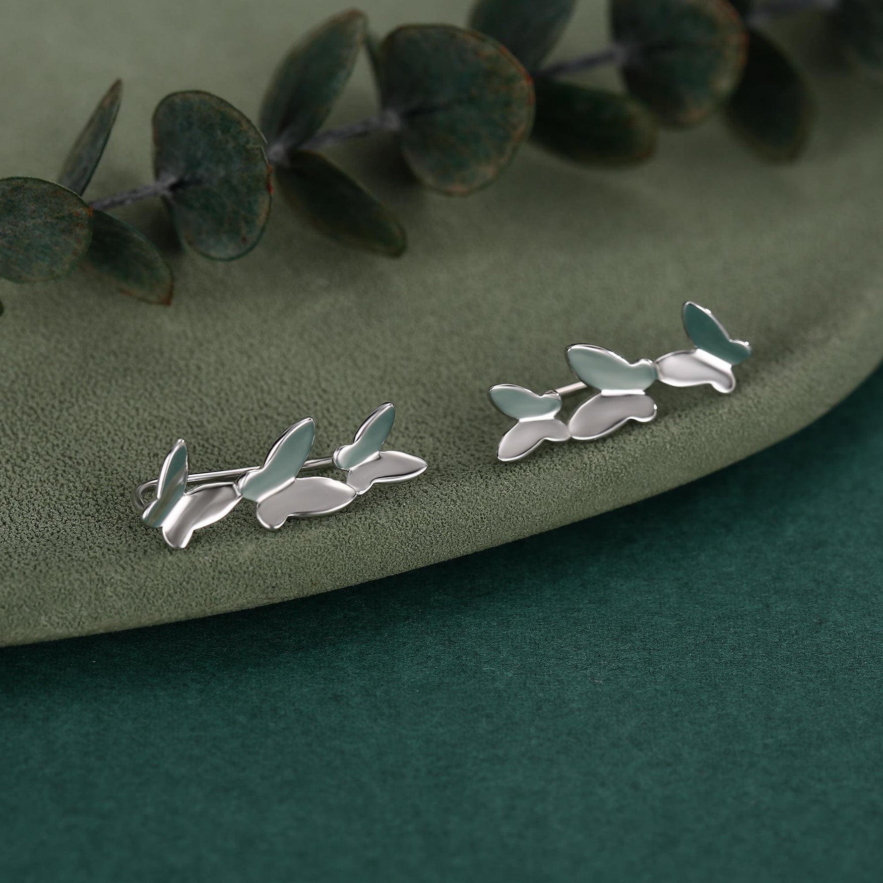 Sterling Silver Butterfly Crawler Earrings, Silver, Gold or Rose Gold, Butterfly Ear Climbers, Butterfly Ear Crawlers